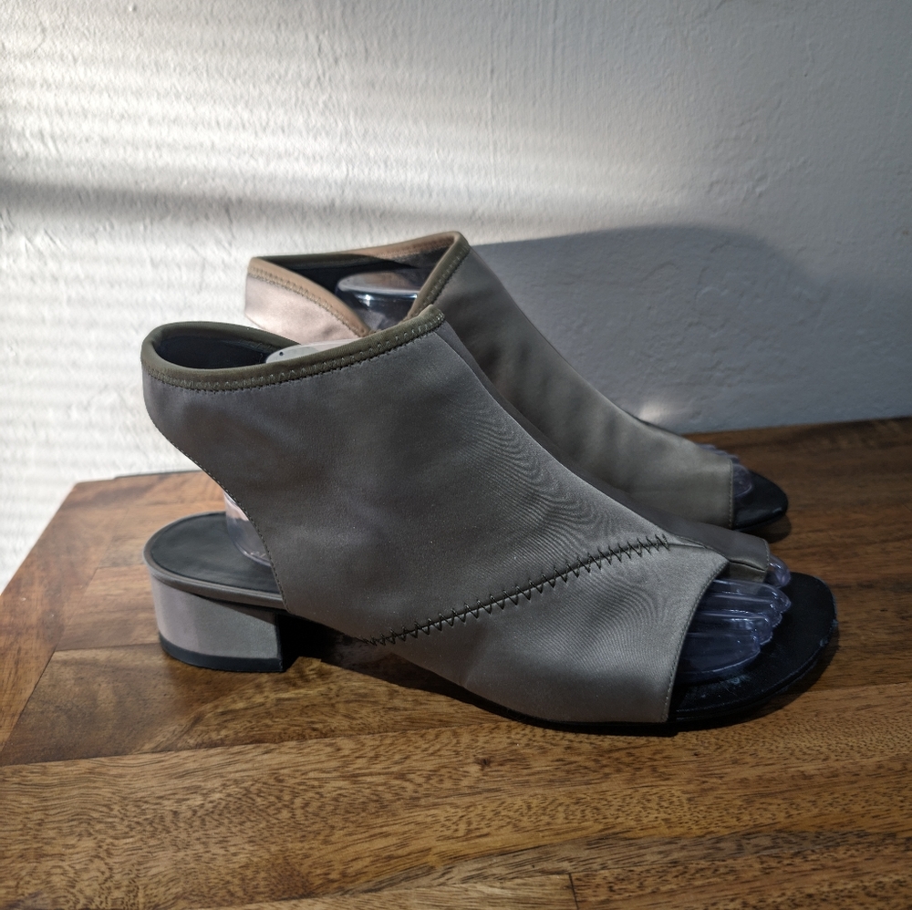 3.1 Phillip Lin sling back satin green inner‎ block heel size 41